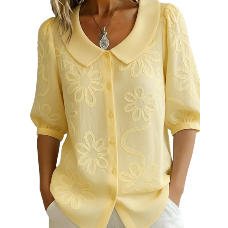 ✨2026 Hot Sale✨Embroidered Floral Retro Collar Shirt