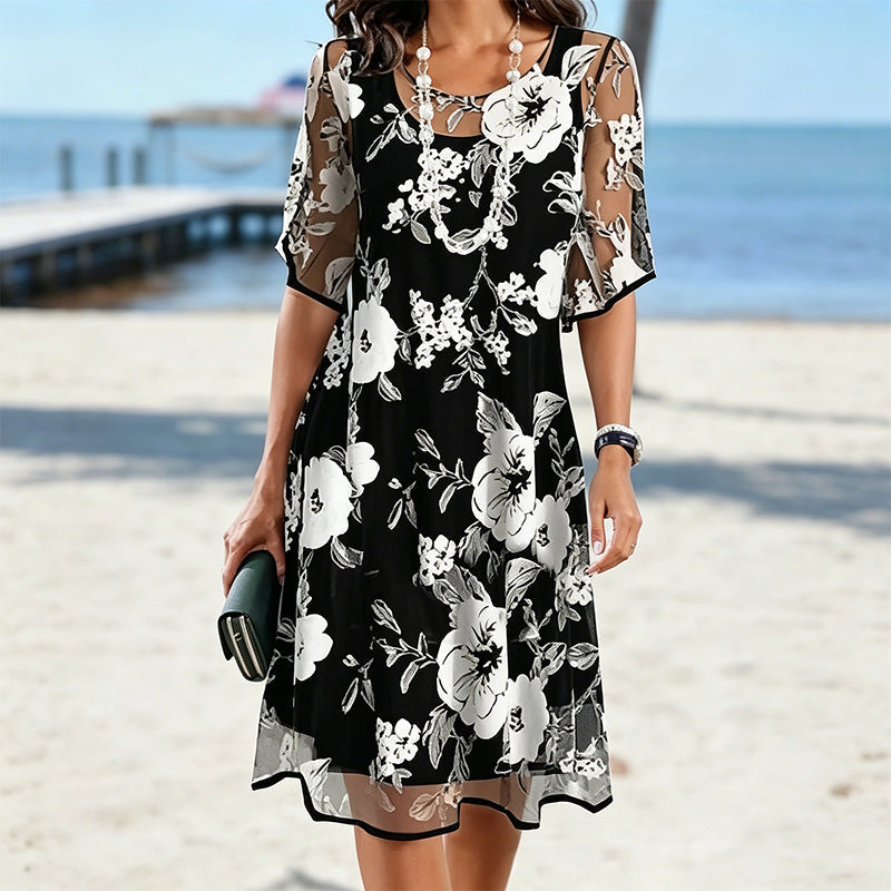 š„Limited-time offer-Women's Elegant Floral Print Chiffon Dress
