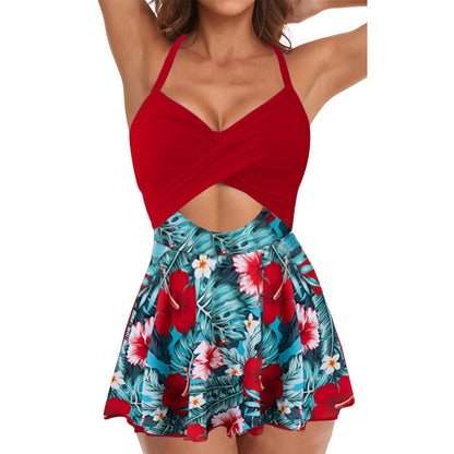 💎 50% OFF! 💎 Women's Cutout One Piece Skirt Swimsuit – V-Neck, Tummy Control & Flirty Cutouts 🩱✨