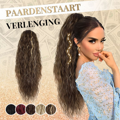 💜 LAATSTE DAG VAN DE ACTIE - 🔥70% KORTING 🔥Krullende, golvende frizz-haarverlenging met paardenstaart