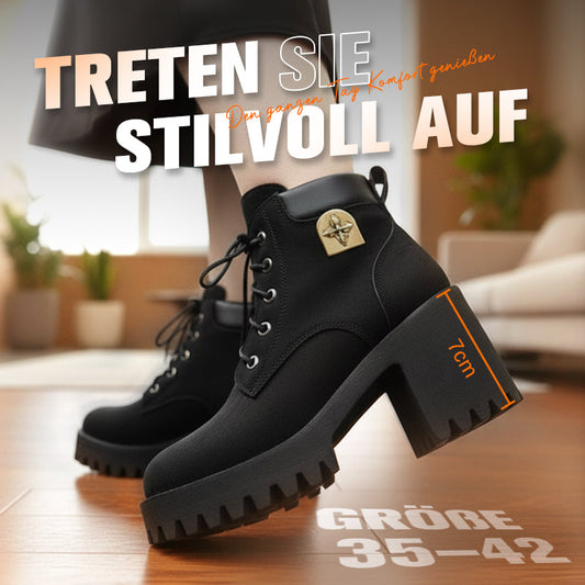 🔥【35-42】 👢✨Nieuw dit najaar 2025: enkellaarsjes met chunky hakken en sleehakken — retro model met veters voor dames.