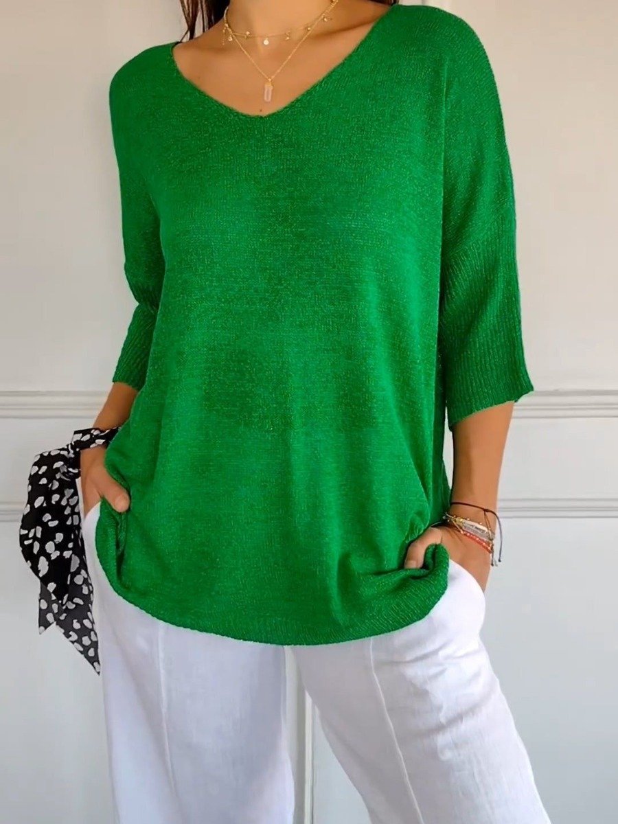 💖56% OFF🔥BUY 2 FREE SHIPPING🥰Solid Color Knitted V-neck Top