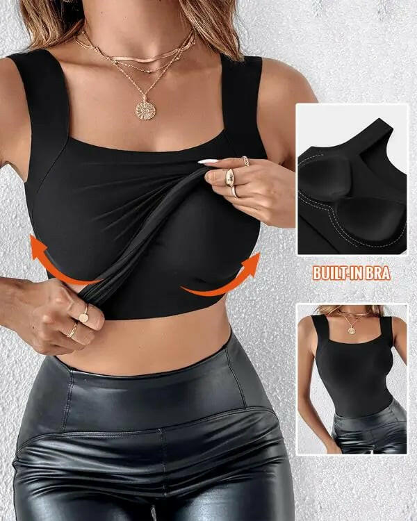 📢50%  OFF!⏰Women’s U-Neck Thermal Tank with Built-In Bra – Warm, Supportive & Braless Comfort ❄️❤️