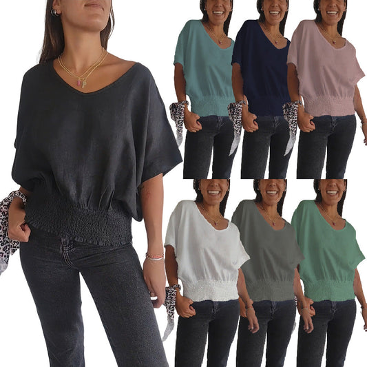 🔥KOOP 2 KRIJG 10% KORTING💝Eenvoudig effen T-shirt met V-hals en halve mouwen💛