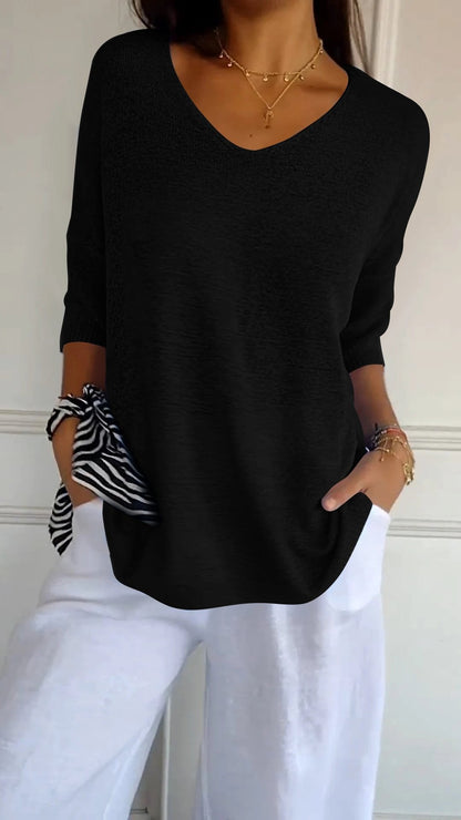 💖56% OFF🔥BUY 2 FREE SHIPPING🥰Solid Color Knitted V-neck Top