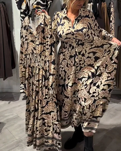 Elegante jurk met lange mouwen en bloemenprint