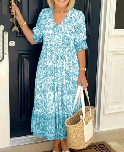 💝Hot Sale💝👗V-neck Cozy Bohemian Latest Style Dress✨