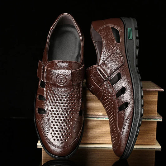 Herren-Sommersandalen aus echtem Leder, atmungsaktiv