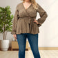😻V-hals blouse met ruches en lange mouwen