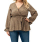 😻V-hals blouse met ruches en lange mouwen