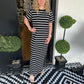 Gestreepte Maxi-jurk met Ronde Hals en Splitzoom
