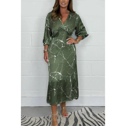 V-hals Midi-jurk met lange mouwen🥰🥰HOT SALE - 49% KORTING