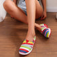 🎁 Gratis verzending⏳Stijlvolle, comfortabele ronde neus met gestreepte linnen schoenen