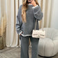 Vaste kleur casual gebreide tweedelige setff