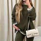 Vaste kleur casual gebreide tweedelige setff