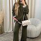 Vaste kleur casual gebreide tweedelige setff