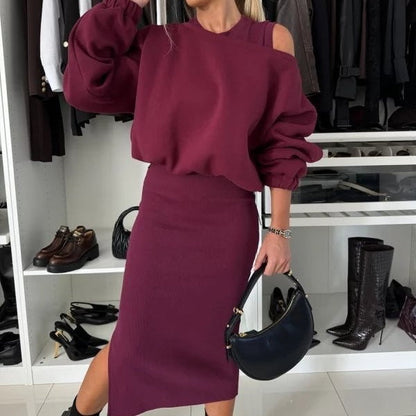 🍁Heet💖Dames Top & Mouwloze Jurk 2-delige Set