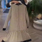Vrouwen Elegante Ronde Hals Lange Mouwen Polkadot Jurk