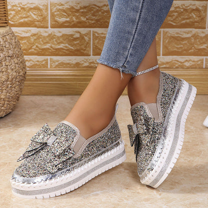 🌟50% KORTING🔥 Dames Rhinestone Slip-On Strik Sneakers