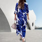 Maxi jurk met lange mouwen bloemenprint en revers