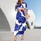 Maxi jurk met lange mouwen bloemenprint en revers