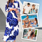 Maxi jurk met lange mouwen bloemenprint en revers