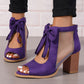 Dames sandalen met open teen en dikke hak en strik