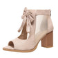 Dames sandalen met open teen en dikke hak en strik
