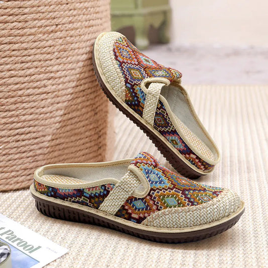 🎉Laatste dag voor kortingen van beperkte duur🎉Women's Embroidered Linen Soft Sole Sandals