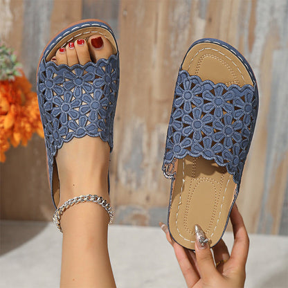 👣Hol bloem lage hiel cool slippers🌸