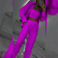 Glitter Blazer Met Pailletten en Wijde Broek voor dames(3-delige Set)