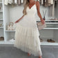 💖Beperkte Aanbieding 50% KORTING💖 Elegante Dames Maxi Jurk met Spaghettibandjes en Gelaagde Tulle