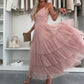 💖Beperkte Aanbieding 50% KORTING💖 Elegante Dames Maxi Jurk met Spaghettibandjes en Gelaagde Tulle