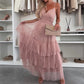 💖Beperkte Aanbieding 50% KORTING💖 Elegante Dames Maxi Jurk met Spaghettibandjes en Gelaagde Tulle