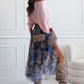🌸Lente Specials🌸 Off-Shoulder Losse Top & Mesh Geprinte Rok Set