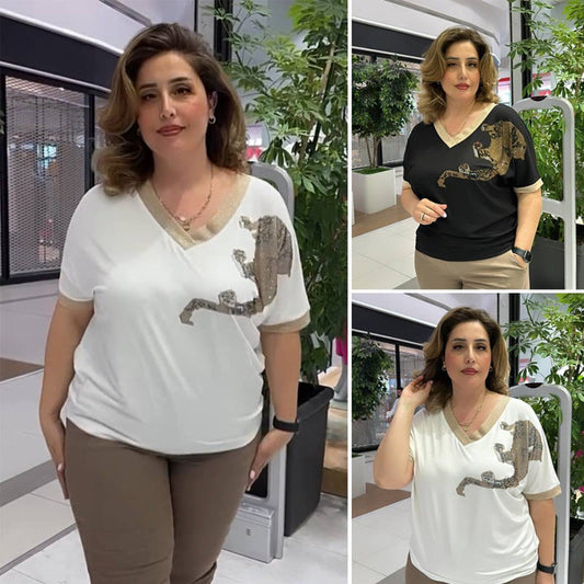 Elegante, casual top met V-hals en print voor dames
