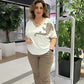 Elegante, casual top met V-hals en print voor dames