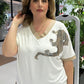 Elegante, casual top met V-hals en print voor dames