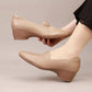 Vrouwen comfortabele schoenen met lage hak van synthetisch leer