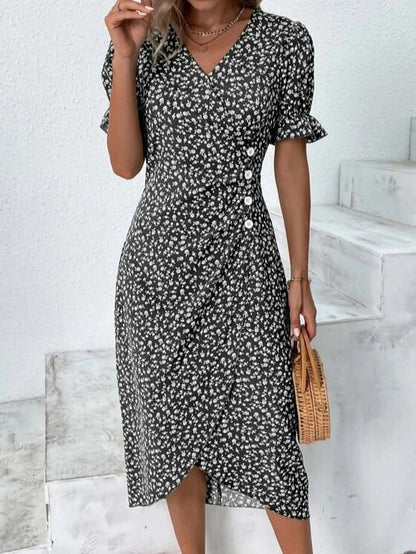 🔥Hot Sales🔥Dames casual jurk wikkeljurk bloemenjurk