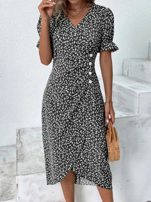 🔥Hot Sales🔥Dames casual jurk wikkeljurk bloemenjurk