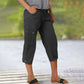 Effen Gekleurde Casual Cargo Capri Broek met Meerdere Zakken