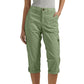 Effen Gekleurde Casual Cargo Capri Broek met Meerdere Zakken