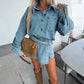 ✨Gratis verzending – Vroege Zomer Nieuw✨ Denim Set voor Dames: Oversized Shirt & Rok-Shorts