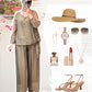 Set van 2-delige blouse met pailletten en wijde broek voor dames