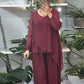 Set van 2-delige blouse met pailletten en wijde broek voor dames