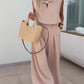 Mouwloze V-hals top en losse broek 2-delige set