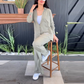 Vrouwen Casual Losse Set: Shirt met Lange Mouwen & Wijde Broek met Hoge taille en Split