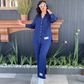 Vrouwen Casual Losse Set: Shirt met Lange Mouwen & Wijde Broek met Hoge taille en Split