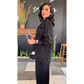Vrouwen Casual Losse Set: Shirt met Lange Mouwen & Wijde Broek met Hoge taille en Split